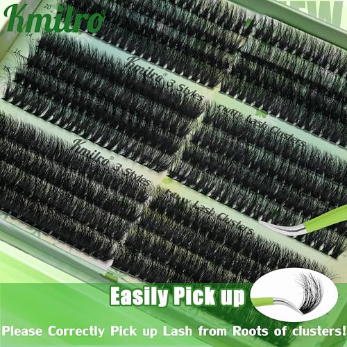 Kmilro Lash Clusters 150D+180D+200D 14-20mm Volume Eyelash Extensions - 480pcs