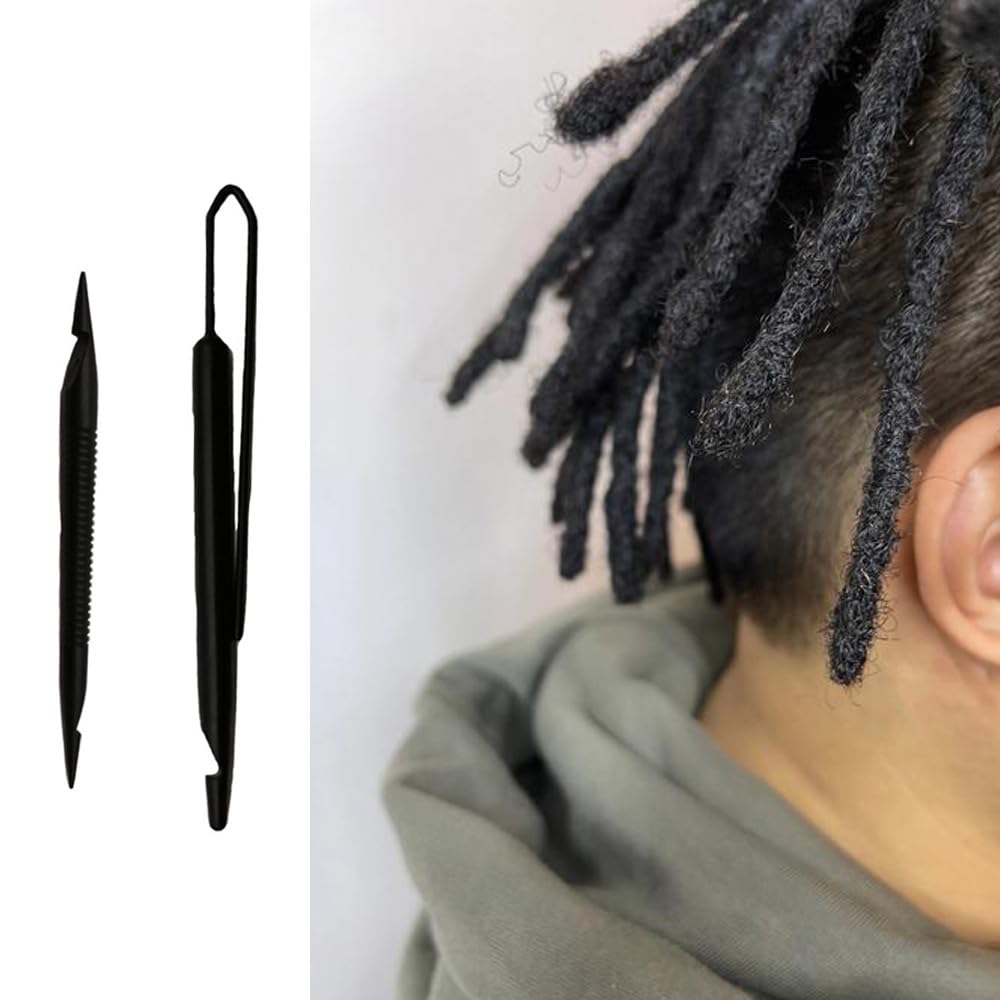 NentMent 2 Pack Loc Interlocking Tool Double Ended Dreadlock Crochet Hooks Dreadlock Retightening Tool Kit Dreadlock Crochet Needle for Locs Sisterlock Interlocks Hair Styling Hippie Dreads Microlocks
