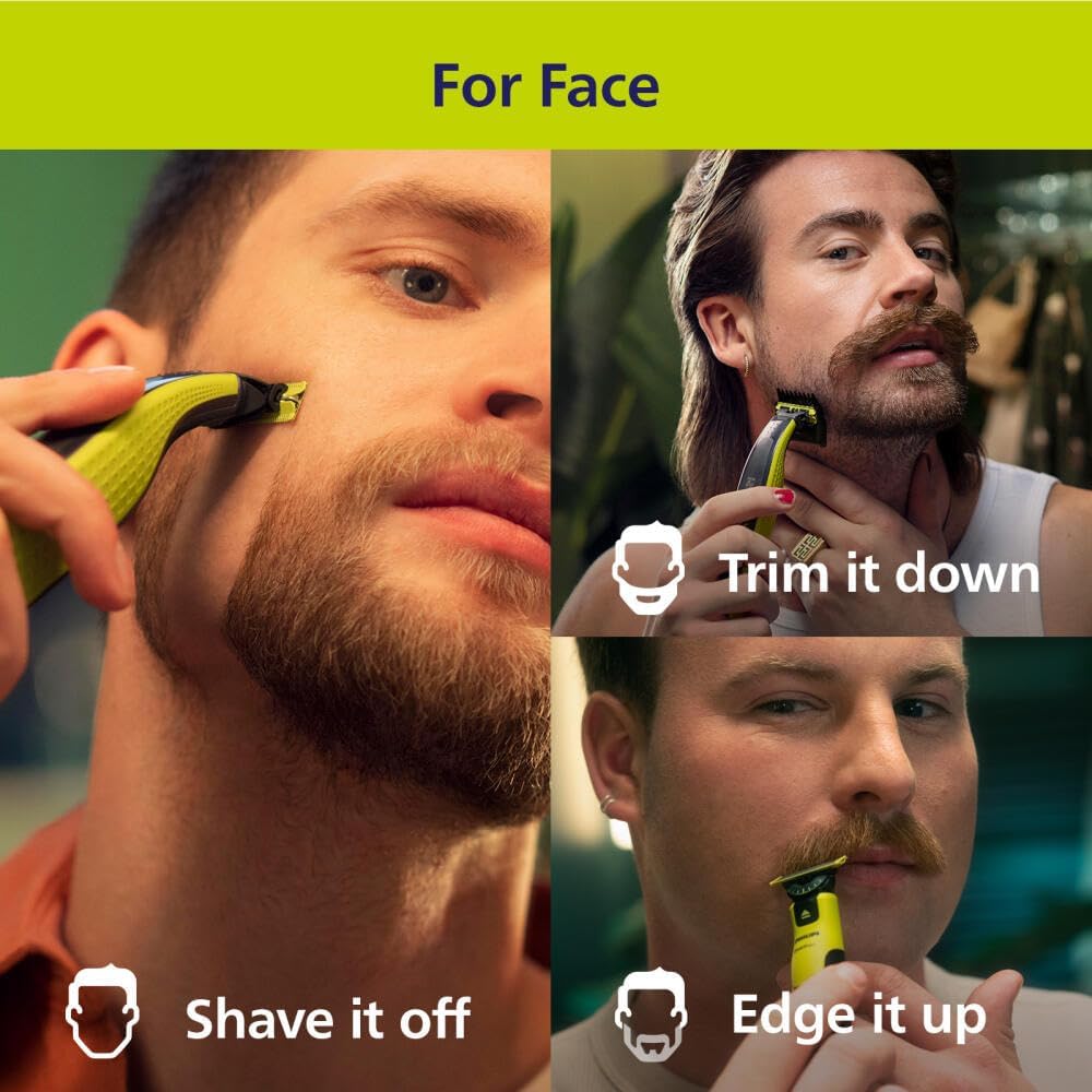 Philips Norelco Electric Beard Trimmer & Groomer - 5-in-1 Adjustable Comb | Black & Lime Green, Model QP2834/70