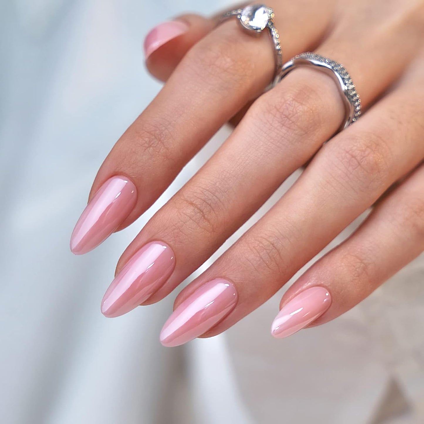 Press On Nails - 3D Butterfly French Tip Almond Design | Opaque Soft Gel, 16 Sizes, 32 Nail Kit