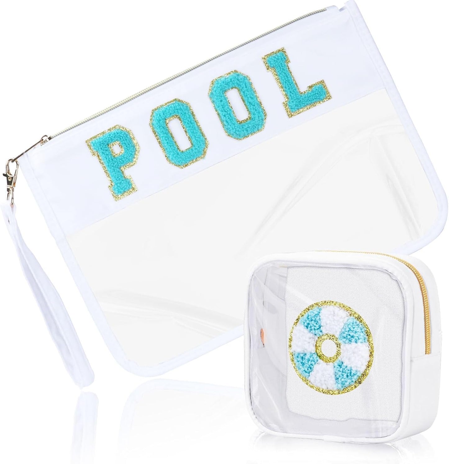 Softball Gifts Makeup Bag - 2 Pcs Clear PVC Organizer Pouch | Waterproof Travel Toiletry Bag for Women