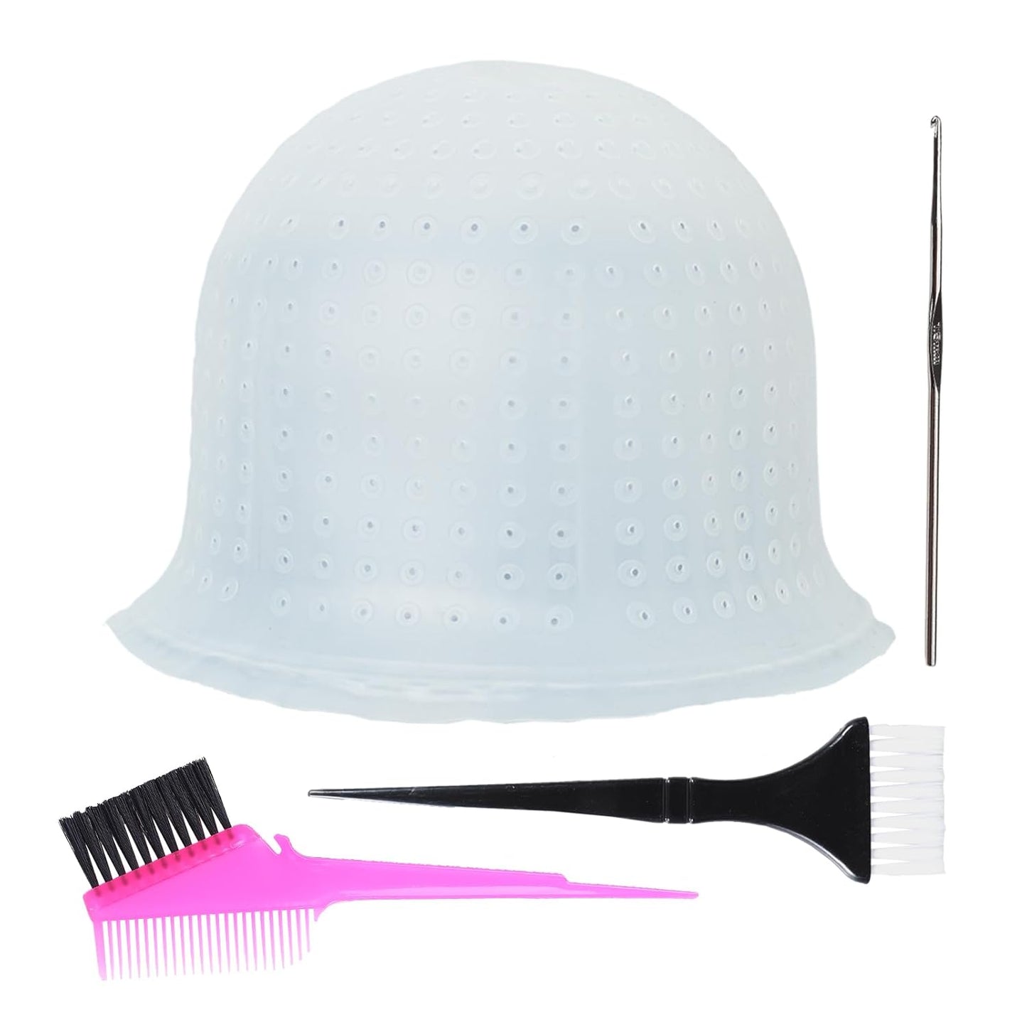 Silicone Highlight Cap Hair Color Set - Professional Reusable Dyeing Tools for Salon Use | Pre-Punched with Holes