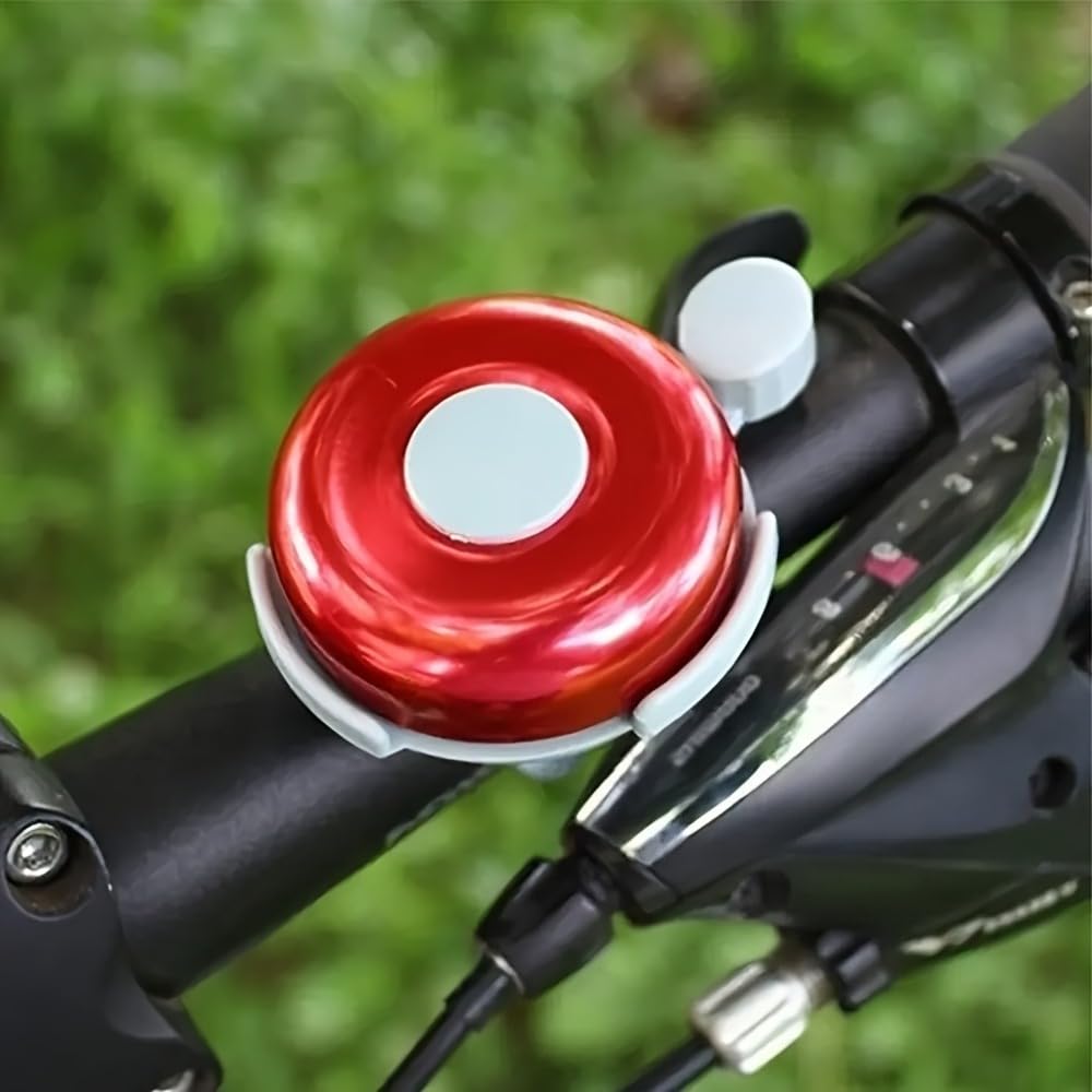 Classic Bike Bell Bicycle Horn, Loud Clear Crisp Sound, Aluminum Cover & Plastic Base, Cycling Accessories for Adults & Teens, Universal for Road & Mountain Bikes (red)
