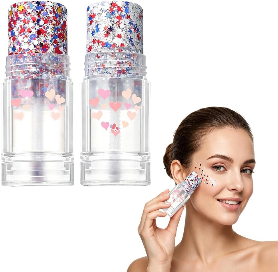 Patriotic Hair Glitter Stick - Red, White & Blue Sparkle for Body & Hair | Perfect for Fourth of July Celebrations
