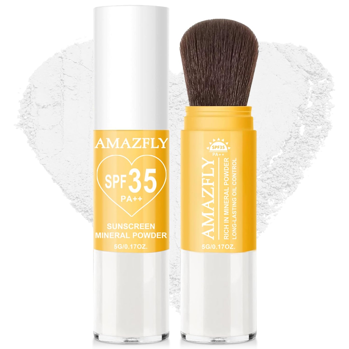 Mineral Sunscreen Setting Powder, SPF 35 Brush Sunscreen Powder for Face & Scalp, Long Lasting Lightweight Breathable, Oil Control Natural Matte Finish for All Skin Type (White)