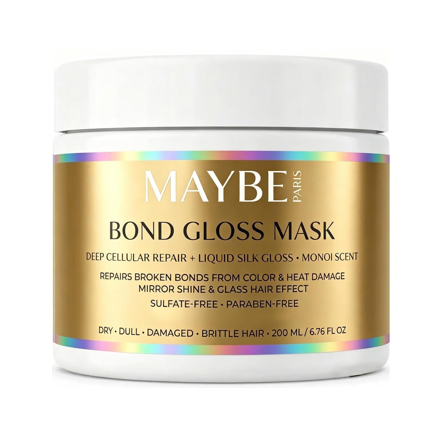 Nooche Maybe Paris Bond Gloss Hair Mask - Natural Deep Repair Hair Mask - Moisturizing Cream for Dull and Fragile Hair, 6.76 oz