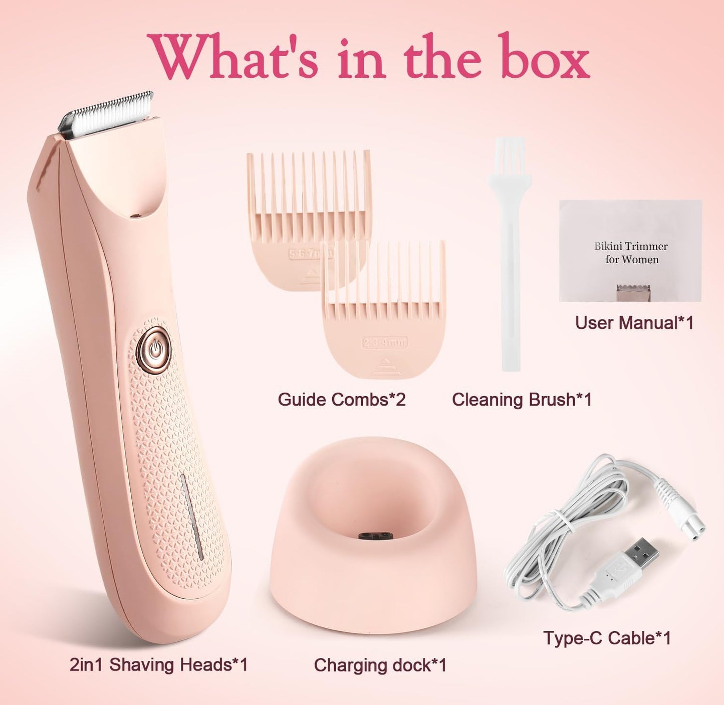 Bikini Trimmer for Women - LED Light, IPX7 Waterproof, Cordless Pubic Hair Shaver | Dual Charging & Skin-Safe Design