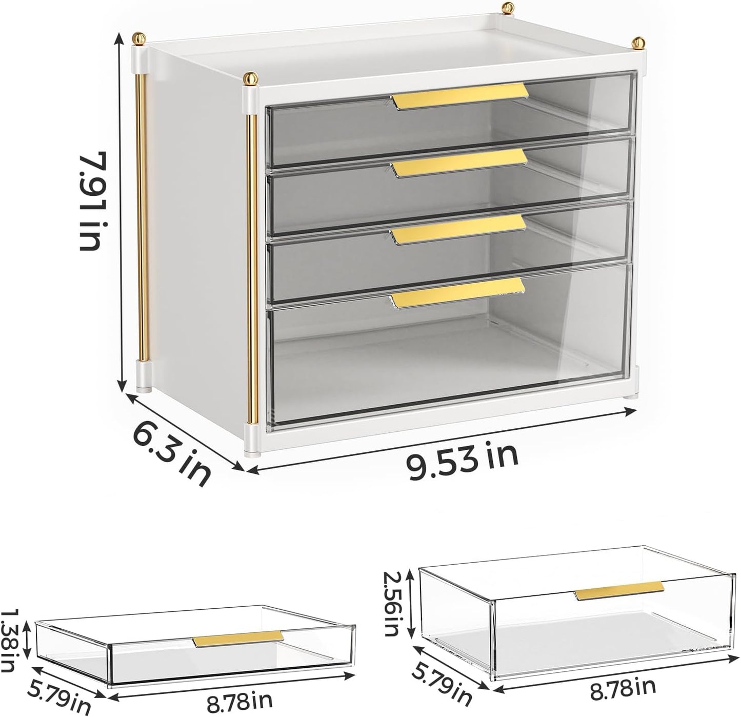 Aveniee 4-Drawer Makeup Organizer | Plastic Vanity Storage for Cosmetics, Skincare & Jewelry - White