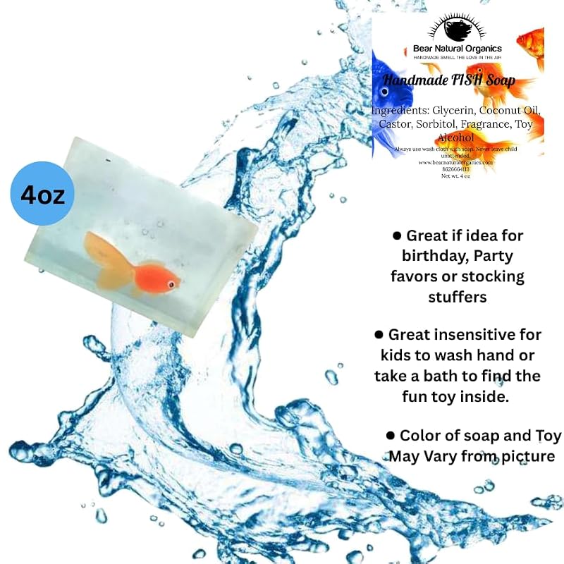 Kids Clear Soap with Hidden Fish Toy – 4 oz Fun Bath Time Surprise