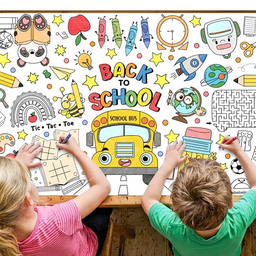 Back to School Coloring Poster - 55x24 Inch Table Cover for Kids