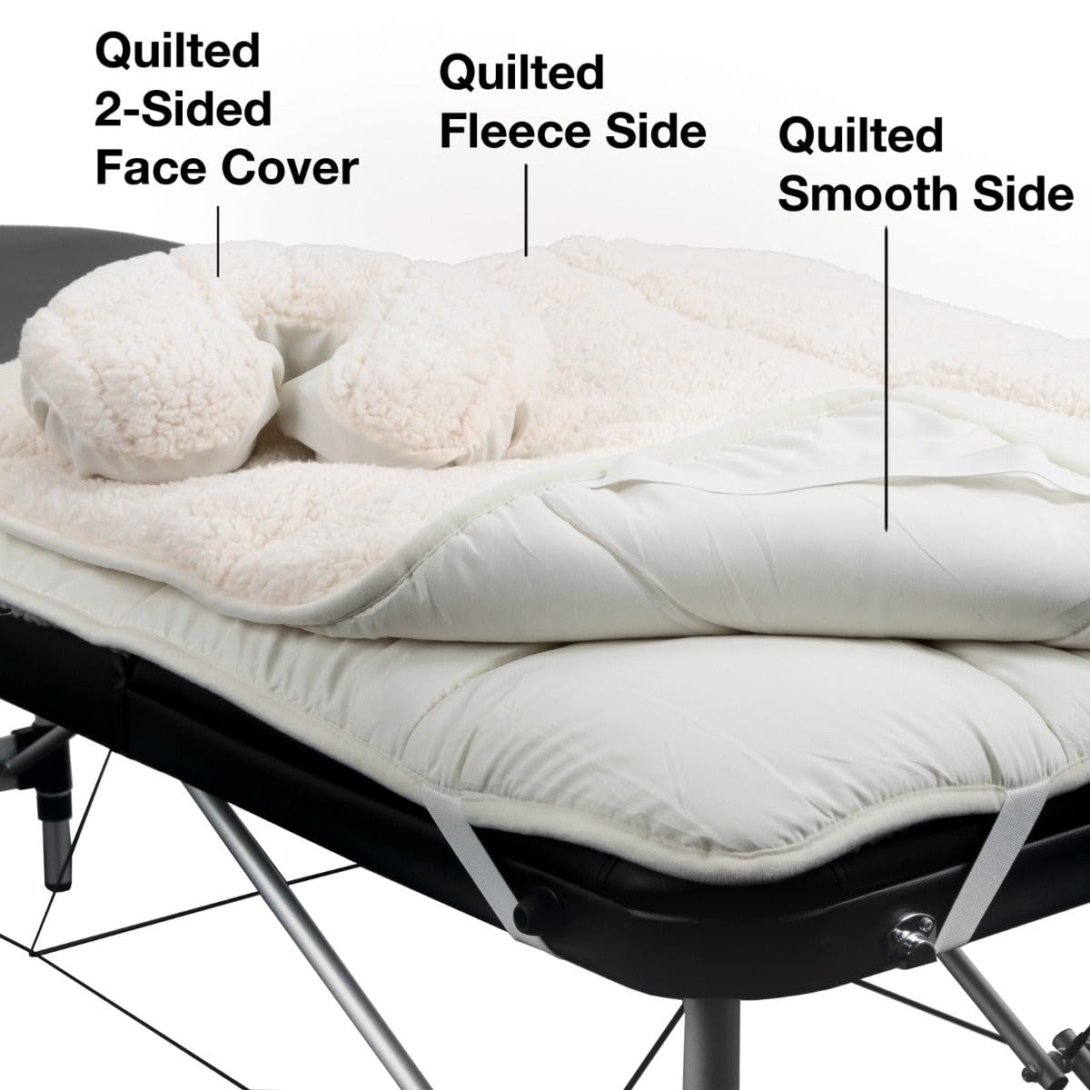 ForPro Premium Quilted Fleece Massage Table Pad Set - Extra Soft & Hypoallergenic | Natural Color