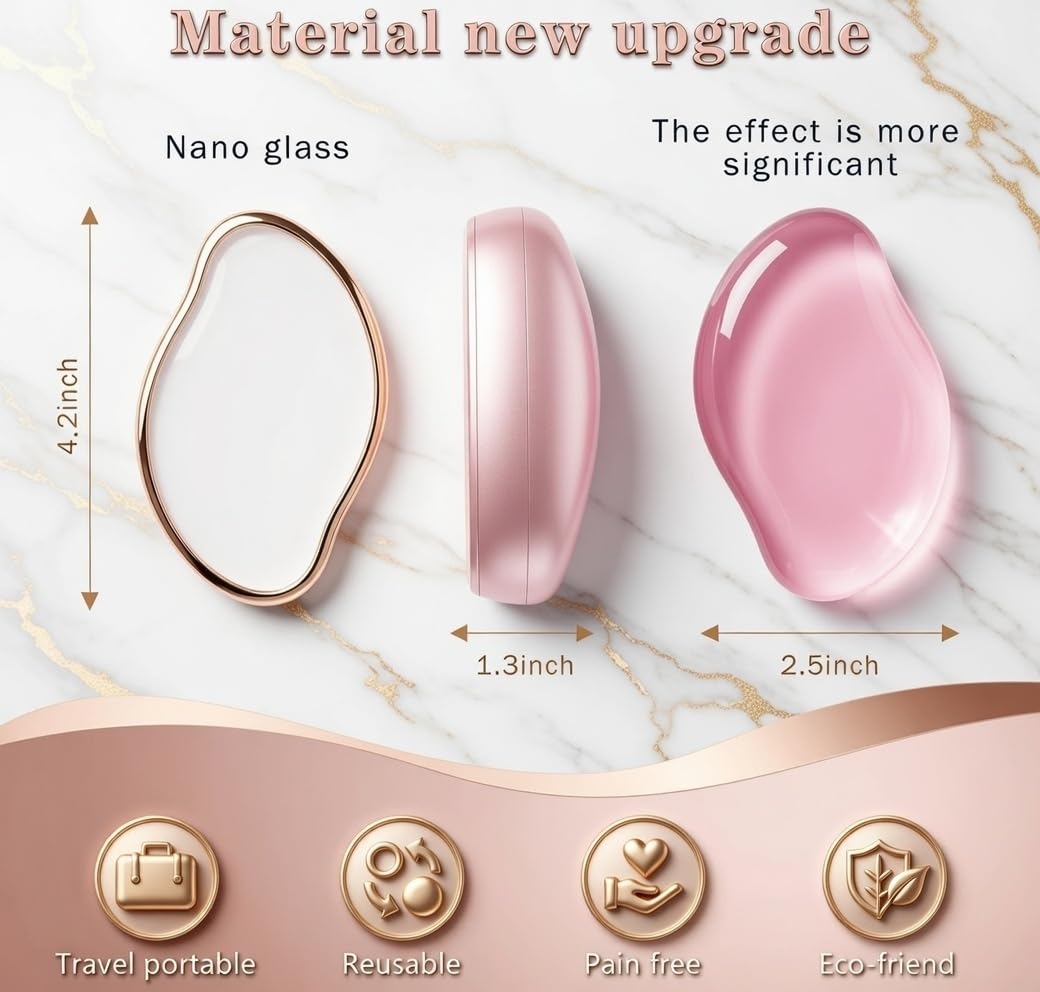 Crystal Hair Remover - Painless Glass Hair Eraser for Face, Leg, Body & Arm - Waterproof Epilator with Exfoliating Benefits - Compact & Travel-Friendly Design