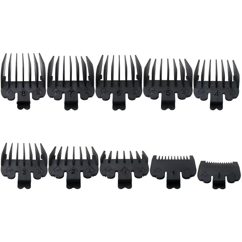 Zafina-UP 10-Piece Hair Clipper Guards Cutting Combs Fit for Limural K11S/Novah HCL-001/Surker K7S/K9C/K9S - Black