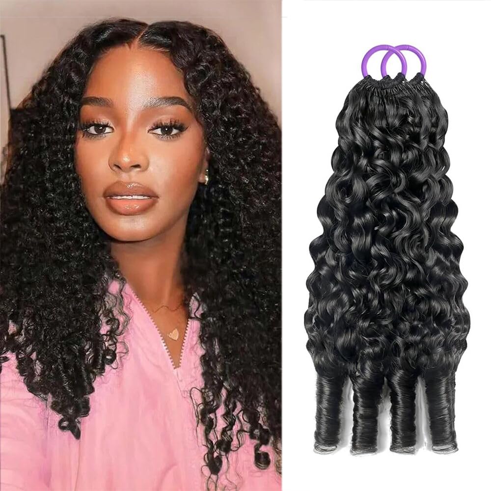 Burmese Curly Crochet Hair - Lightweight 16 Inch Human Hair Bundles | Natural Black, Pre-Separated Extensions