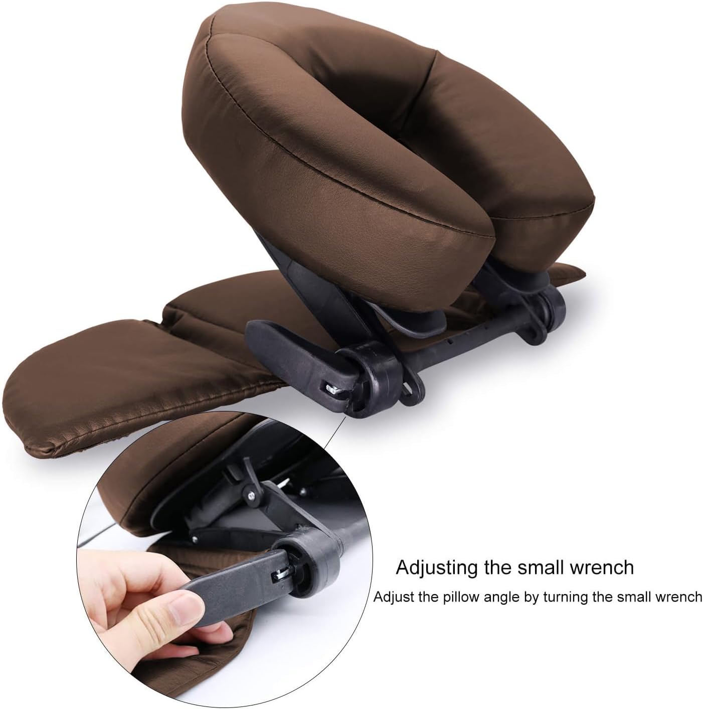 Face Down Tabletop Massage Kit - Adjustable Headrest Pillow in Dark Brown
