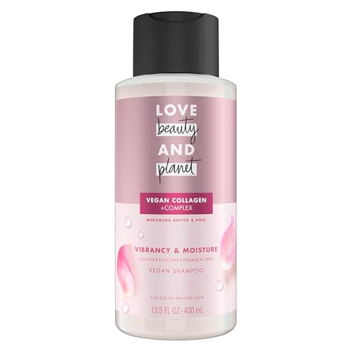 Love Beauty and Planet Vegan Collagen Moisture Shampoo with Rose - 13.5oz, Cruelty-Free, Sulfate-Free