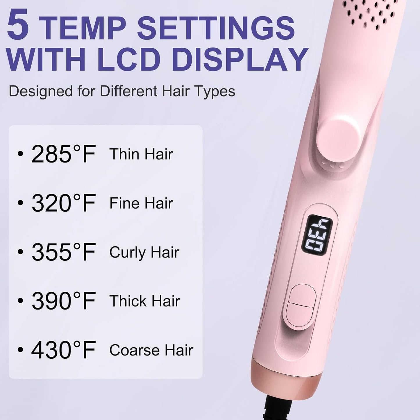 **2 in 1 Hair Straightener and Curler | 360° Cool Airflow Styling Iron - 1.25 Inch, Dual Voltage for Travel**