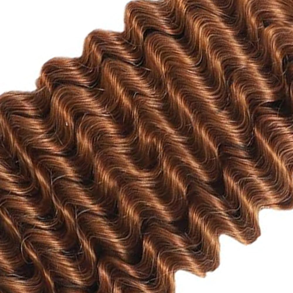 #30 Boho Human Hair for Braiding Light Brown Deep Wave Boho Braids Human Braiding Hair 24 24 Inch 100g No Weft Deep Culy 2 Bundles for Knotless Braids