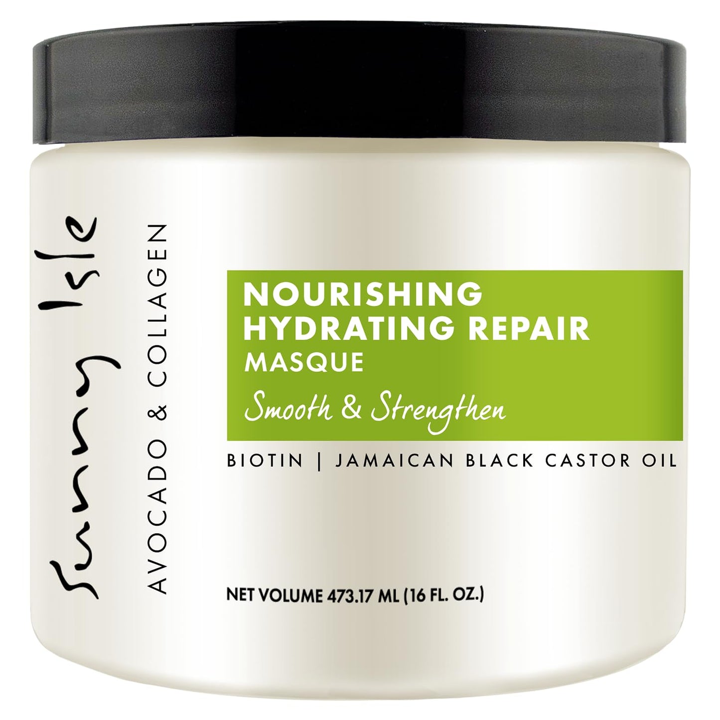 Sunny Isle Avocado & Collagen Hair Masque - Nourishing, Hydrating, Jamaican Black Castor Oil - 16oz