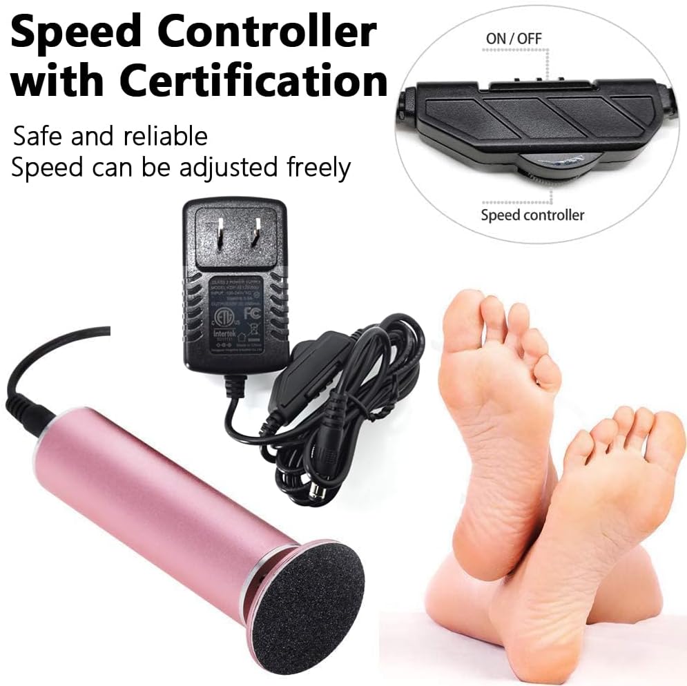 Electric Foot File Callus Remover - Adjustable Speed Pedicure Tool for Dead Skin & Calluses | Upgraded FCR-1 Pink