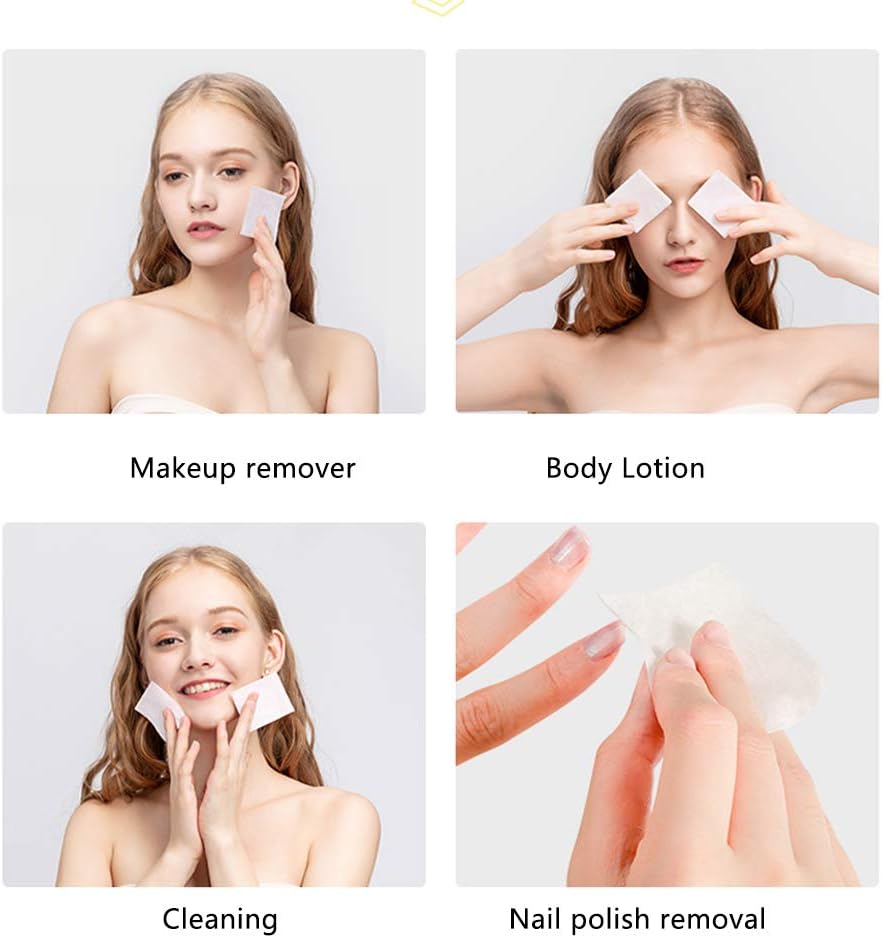 Thin Makeup Facial Cotton Pads - 1000 PCS Non-Woven, Lint-Free Remover Pads for Face & Nails | Soft & Square