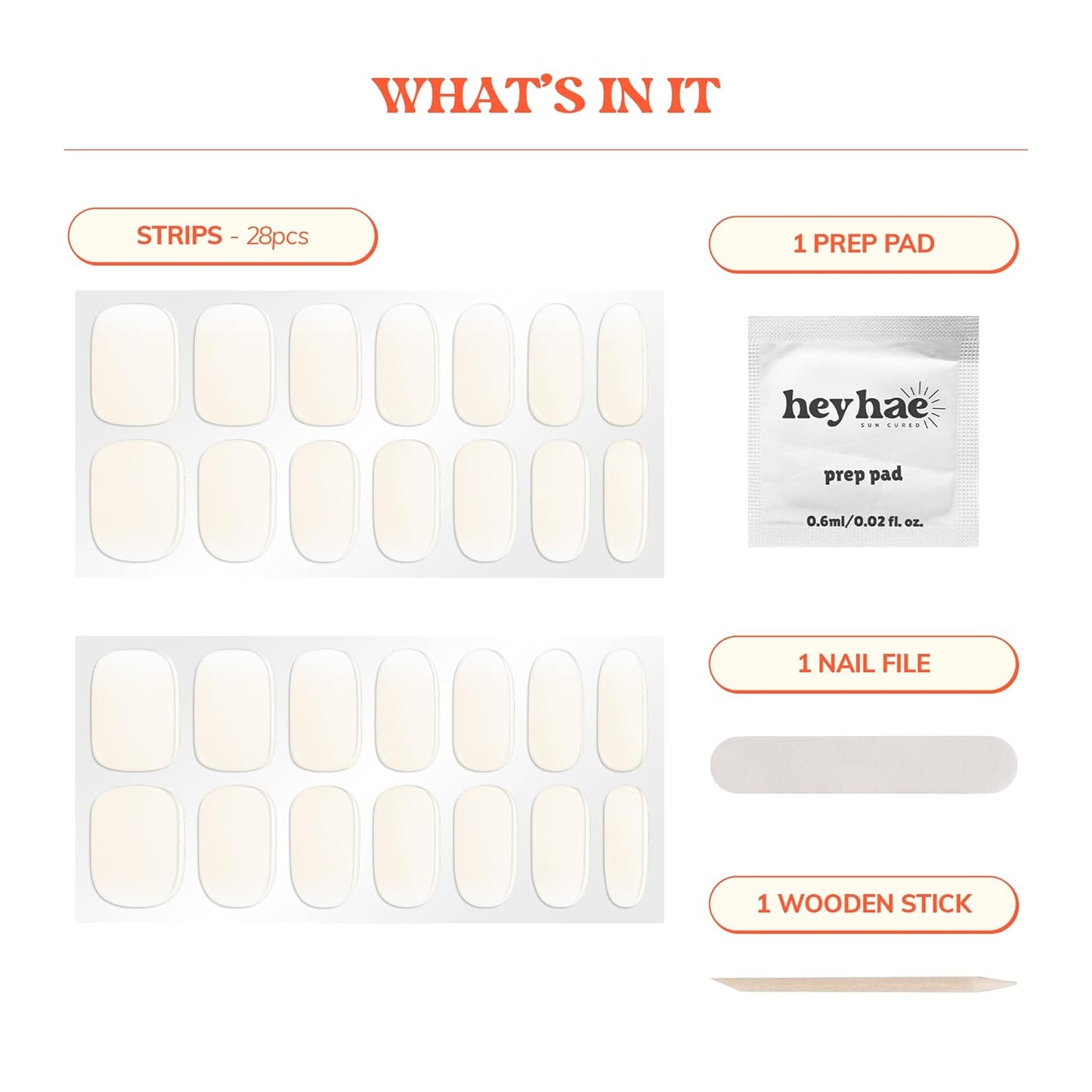 Semi Cured Gel Nail Strips - Ombre White Spring Design | Easy Apply & Remove, 28 Strips Included
