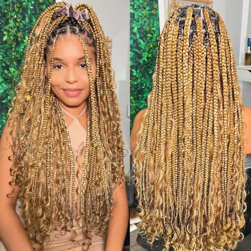 Pre-Stretched Honey Blonde Braiding Hair Extensions - 34 Inch, 6 Packs