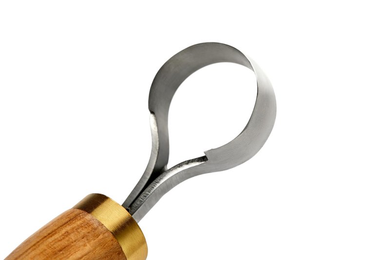 STAMESKY Scorp Knife | Round Carving Tool for Spoons, Bowls, and Cups | Spoon Bowl Carving Tools | for Beginners | Oak Wood Handle with Carbon Steel Blade (Angled Full Scorp)