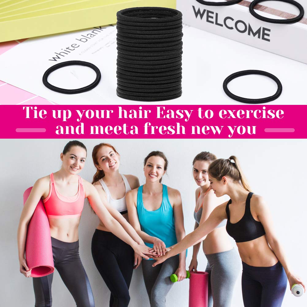 Anezus Black Hair Ties - 250 Pcs Small Elastic Ponytail Holders for All Hair Types | 3 mm