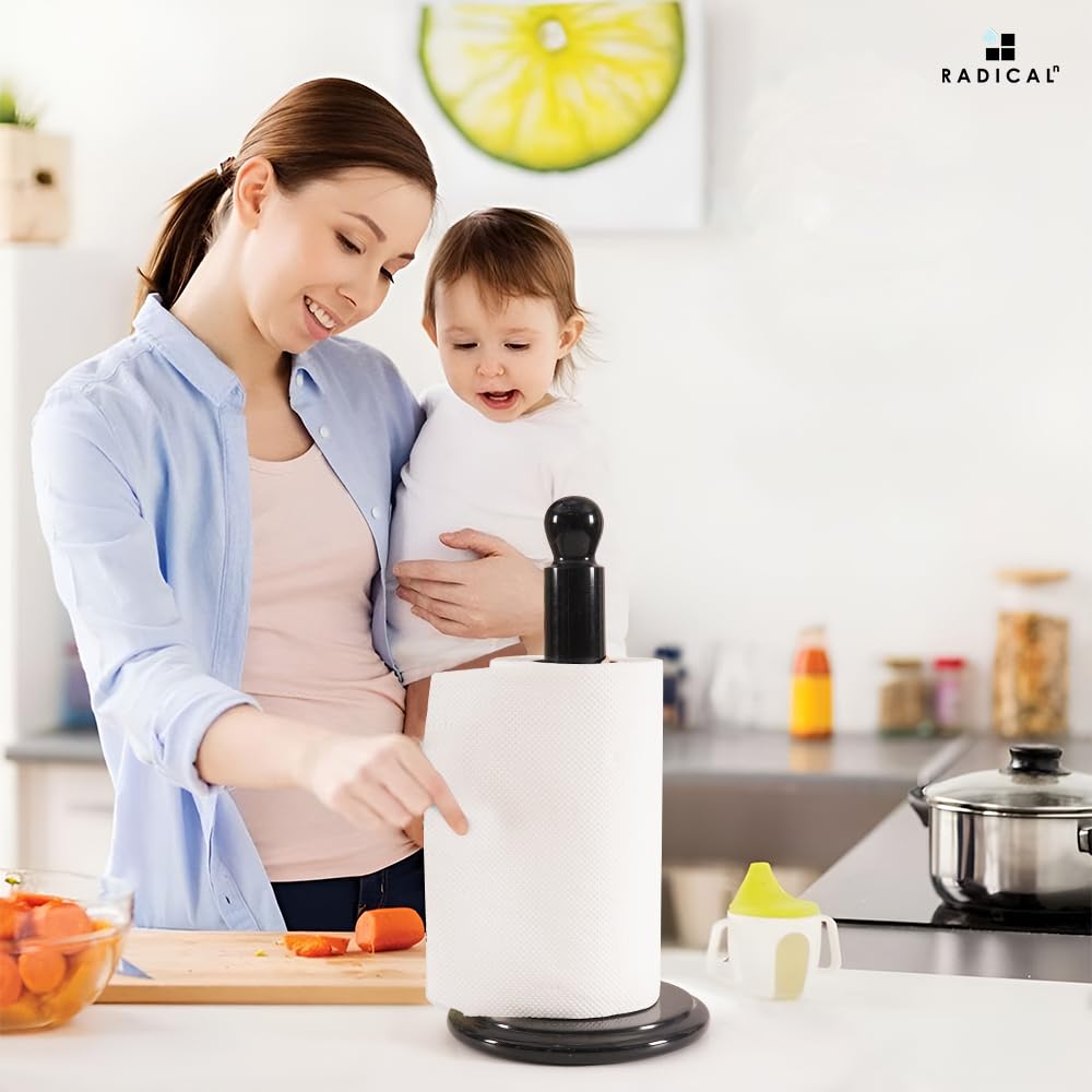 Radicaln Black Marble Paper Towel Holder Countertop – 12.5 Inch Towel Stand for Bathroom & Kitchen, Premium Handmade Countertop Towel Holder, Elegant & Durable Design