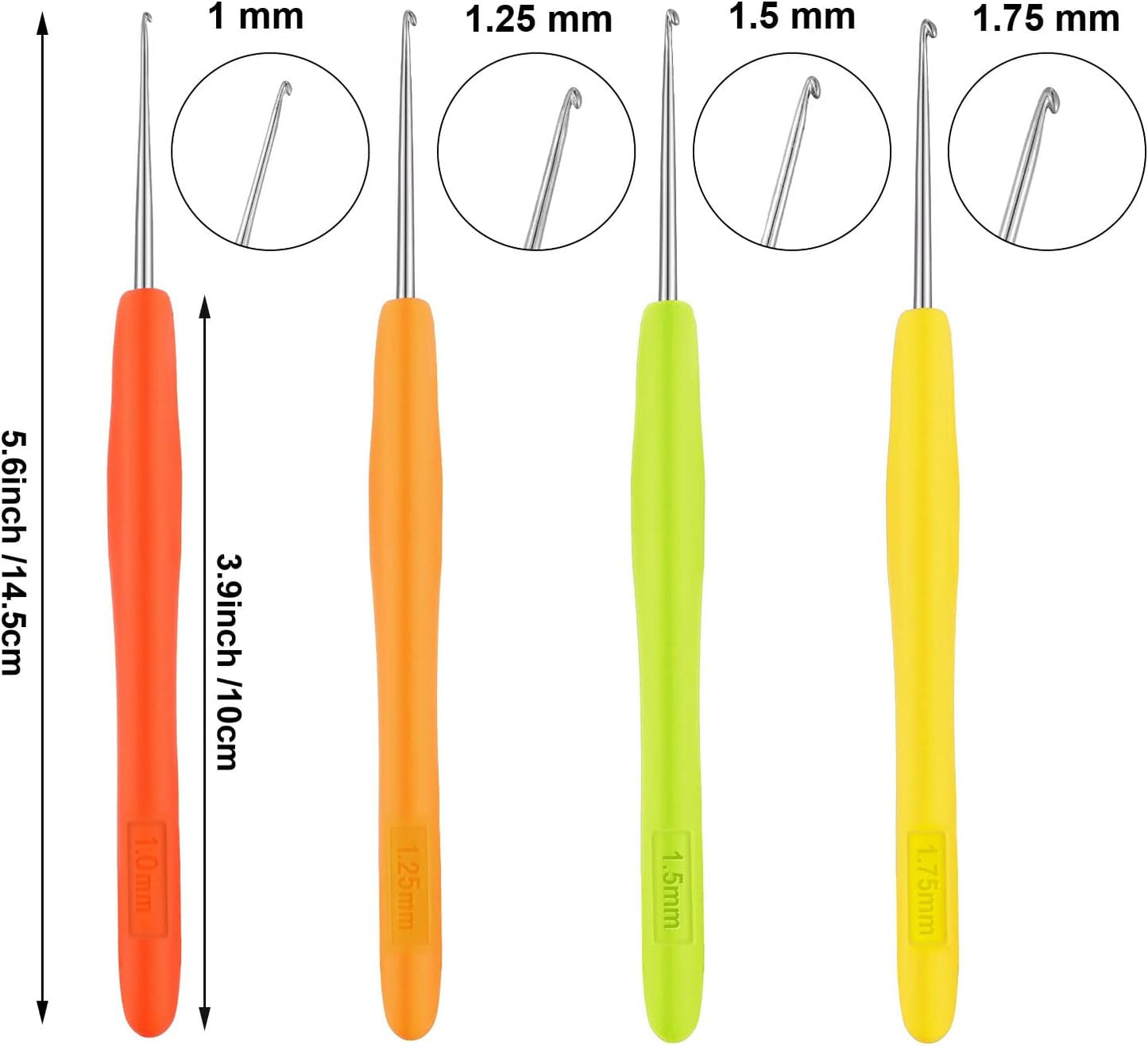 WILLBOND Hair Highlighting Needles - Precision Metal Crochet Hooks with Soft Handles | 1mm to 1.75mm, 4 Colors