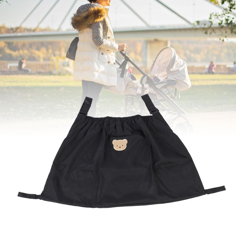 Universal Stroller Organizer, Nylon Stroller Storage Bag for Baby Essentials, Large Capacity Stroller Organizer Bag with Hook & Loop, Cargo Bag for Umbrella & Pet Stroller Accessories (Black Bear)