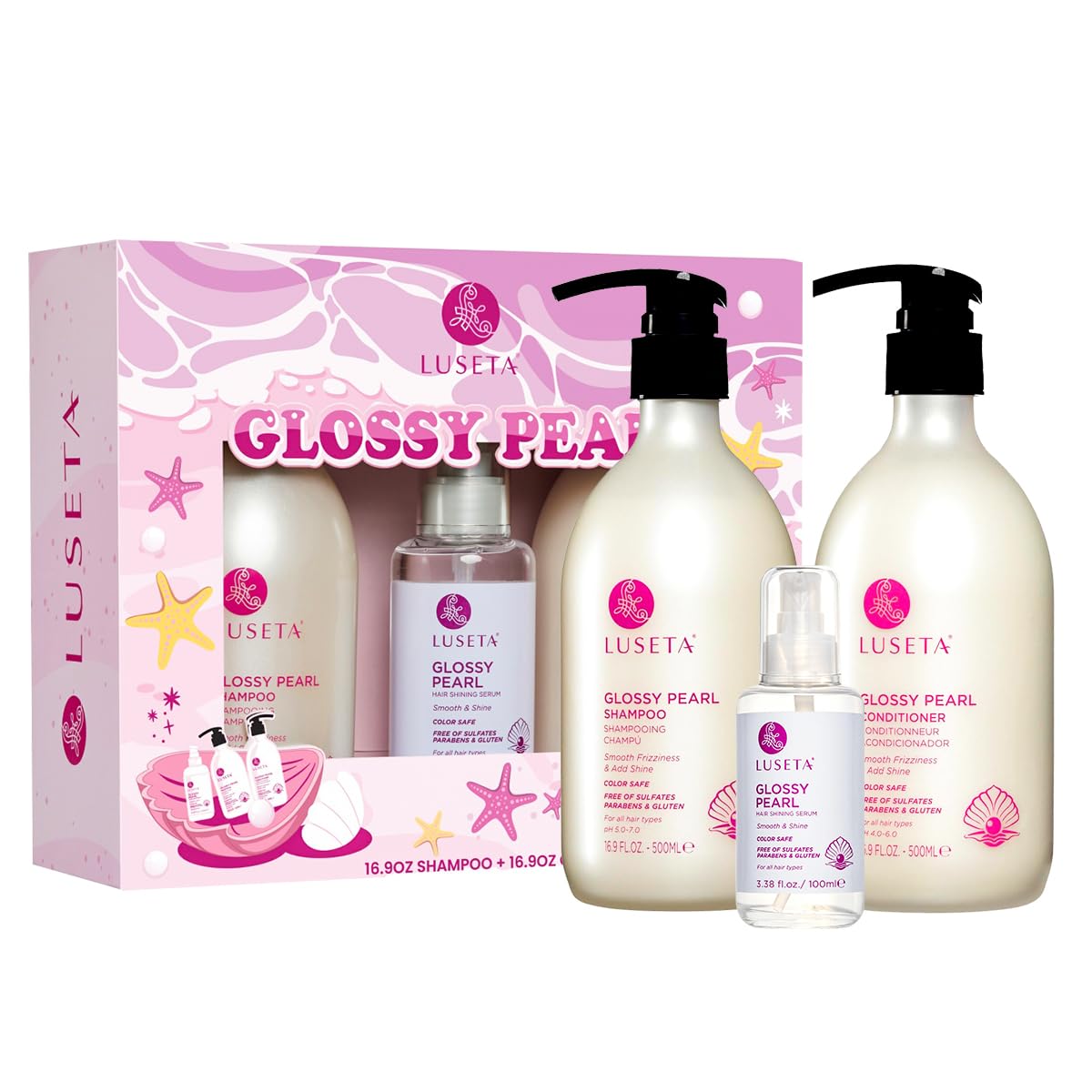 Luseta Deep Hydrating Hyaluronic Acid Shampoo & Conditioner Set - Sulfate-Free Moisturizing Hair Care with Shea Butter & Avocado Oil | 2 x 16.9oz