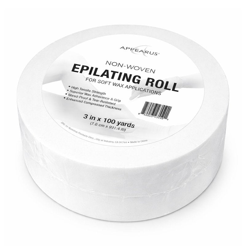 APPEARUS Non-Woven Waxing Roll - 90 GSM Heavy Duty Hair Removal Strips for Professional Estheticians - 3 Inch x 100 Yard Tear-Resistant Depilatory Paper for Salons