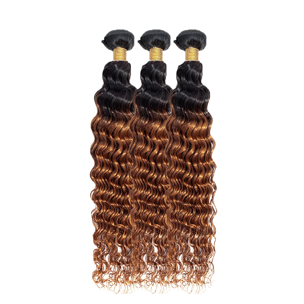 Ombre Brown Bundles #30 Human Hair Bundles Brown Deep Wave Bundle 24 26 28 inch #30 Body Wave Bundle