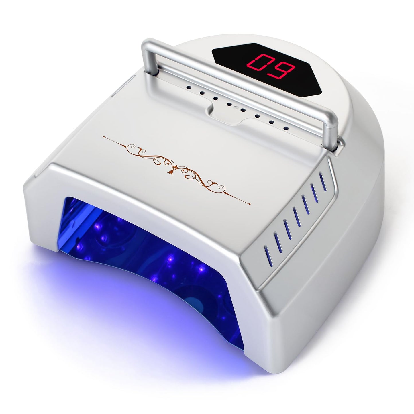 liddy art 72W UV LED Nail Lamp with Fan, Rechargeable Cordless Nail Dryer, Professional Gel Polish UV Light with Portable Handle, LCD, Auto Sensor