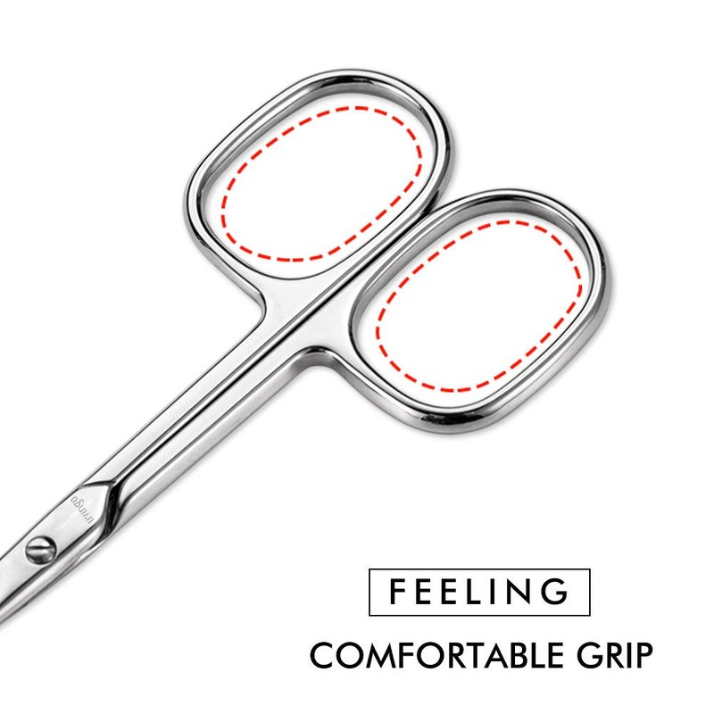 LIVINGO Premium Manicure Nail Scissors, Multi-purpose Stainless Steel Cuticle Beauty Grooming Kit for Eyebrow, Eyelash, Dry Skin Curved Blade 3.5 inch