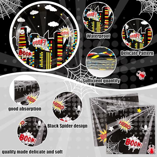 Black Spider Birthday Party Supplies - 96-Piece Set for 24 Guests