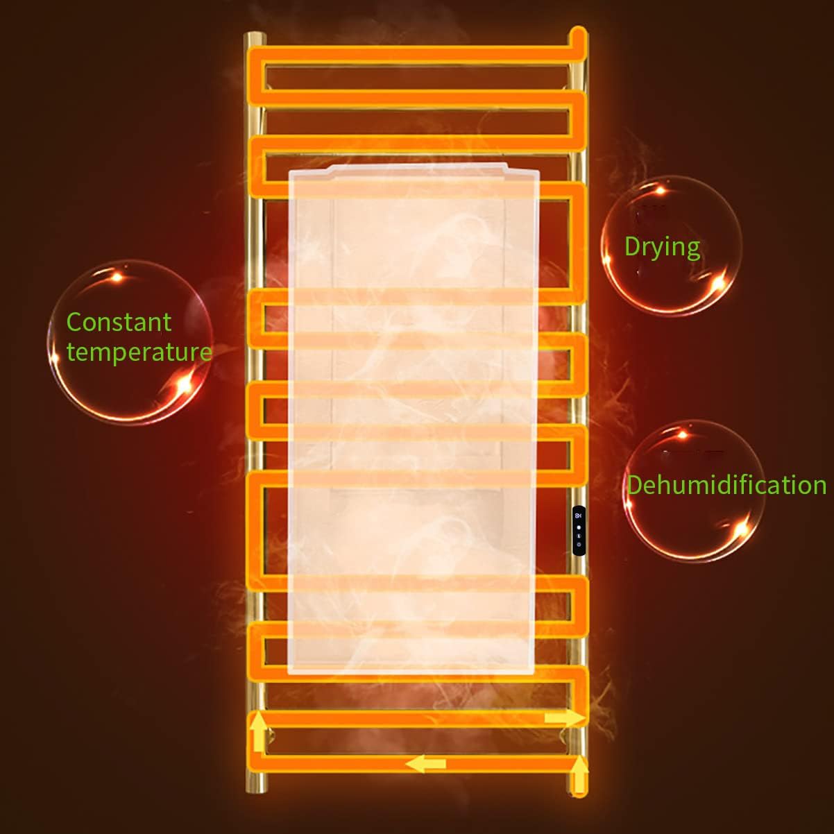 Gold Wall Mounted Heated Towel Rack,Gold Towel Warmers Rack for Bathroom, Timer & Temperature Control Electric Towel Drying Rack (14 Bars Brushed Gold A, Hardwired)