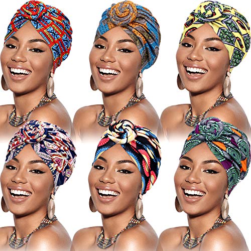 Retro African Headwrap Turban Set for Black Women - 6 Pieces