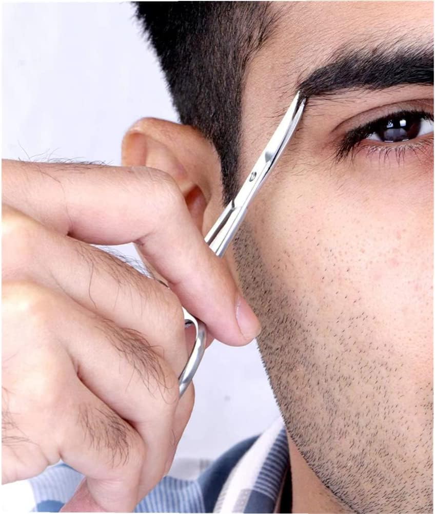 Small Beauty Scissors - 3.5in Curved Facial Hair Grooming | Eyebrow, Eyelash, Nose Hair Trimming (3 Pack)
