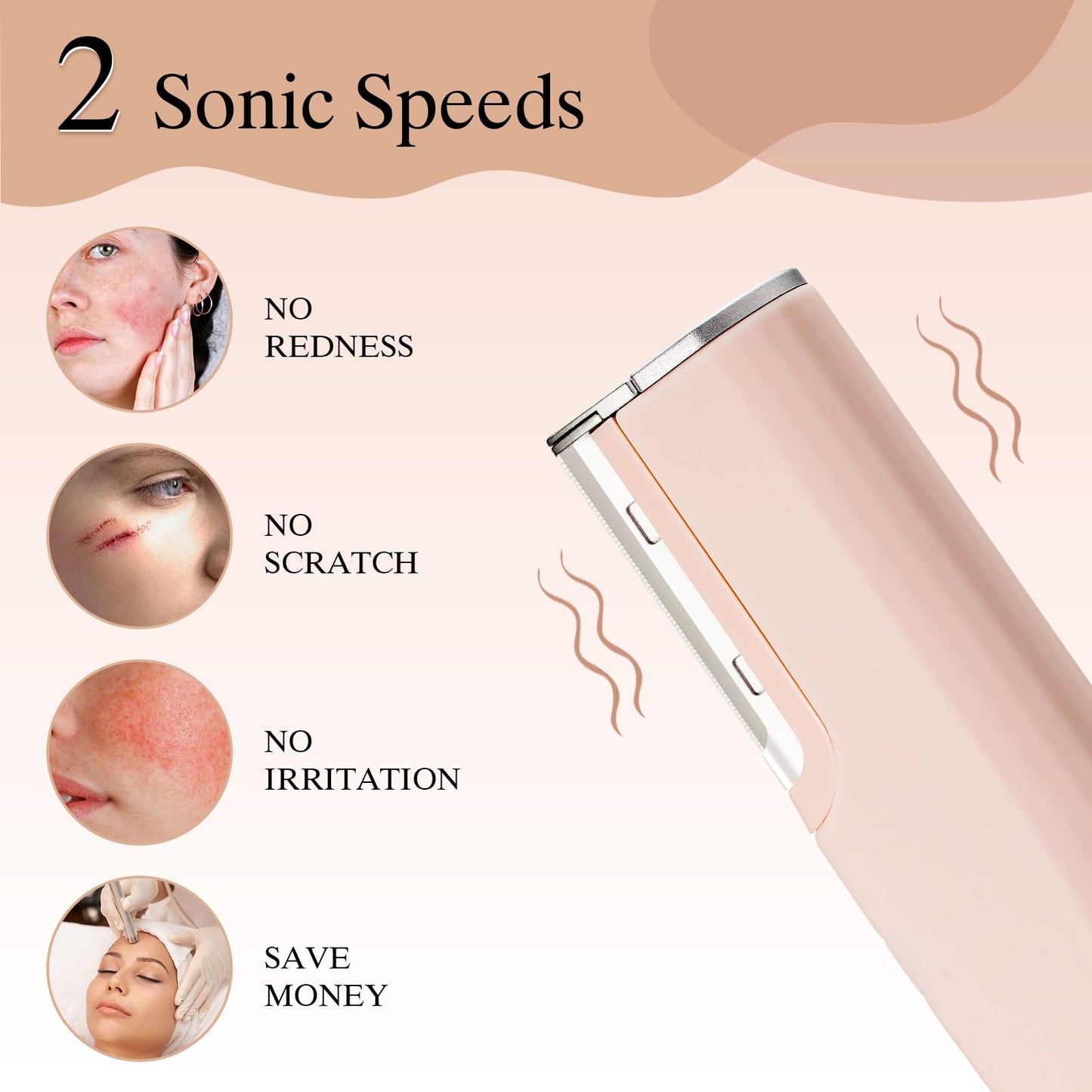 Dermaplane Razor for Women Face with 6 Refill Blades Dermaplaning Tool for Face to Remove Facial Hair & Peach Fuzz Sonic Dermaplaning Tool for Women Facial Hair Shaver Eyebrow Trimmer Razor