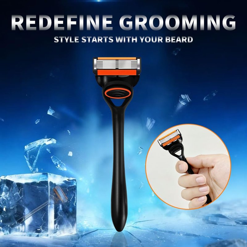 Men’s Cartridge Razors - 4 Replacement Cartridges, Pivoting Head & Stainless Steel Blades for Smooth Shaving | Ideal for Daily Use & Travel