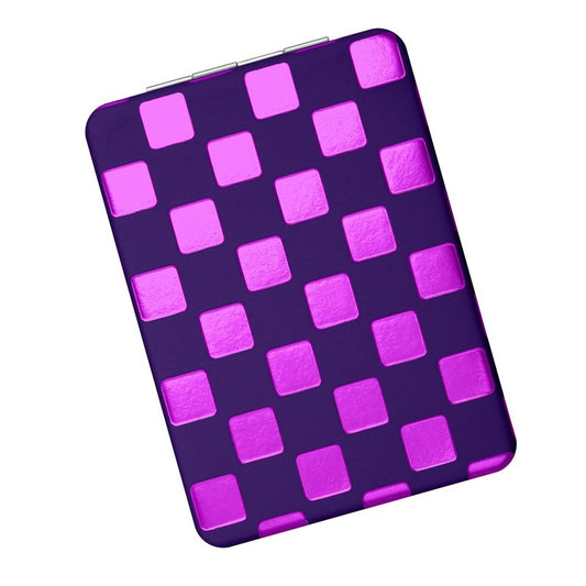 Tavonis Compact Mirror，Unique Contrasting Neon-Toned Checkered Travel Mirror，Pocket Mirror for Women