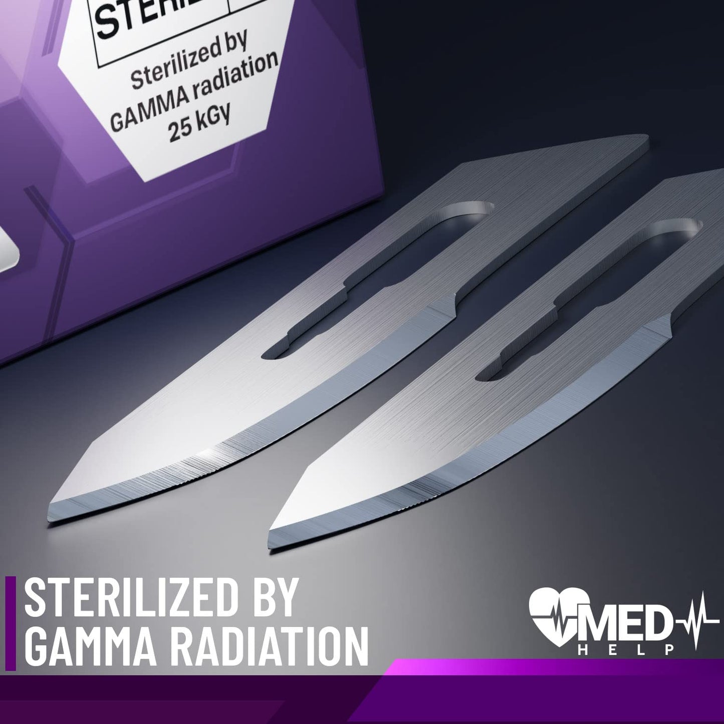 MedHelp Disposable Scalpel Blade #10 Pack of 100, Size 10 Surgical Blades, High Carbon Steel Dermaplane Blades. Individually Wrapped, Sterile