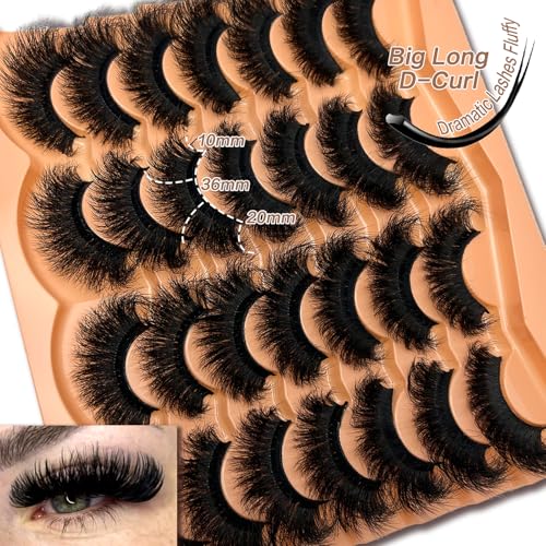 SISIYDY 20mm Volume Dramatic D Curl Faux Mink Eyelashes | 14 Pairs