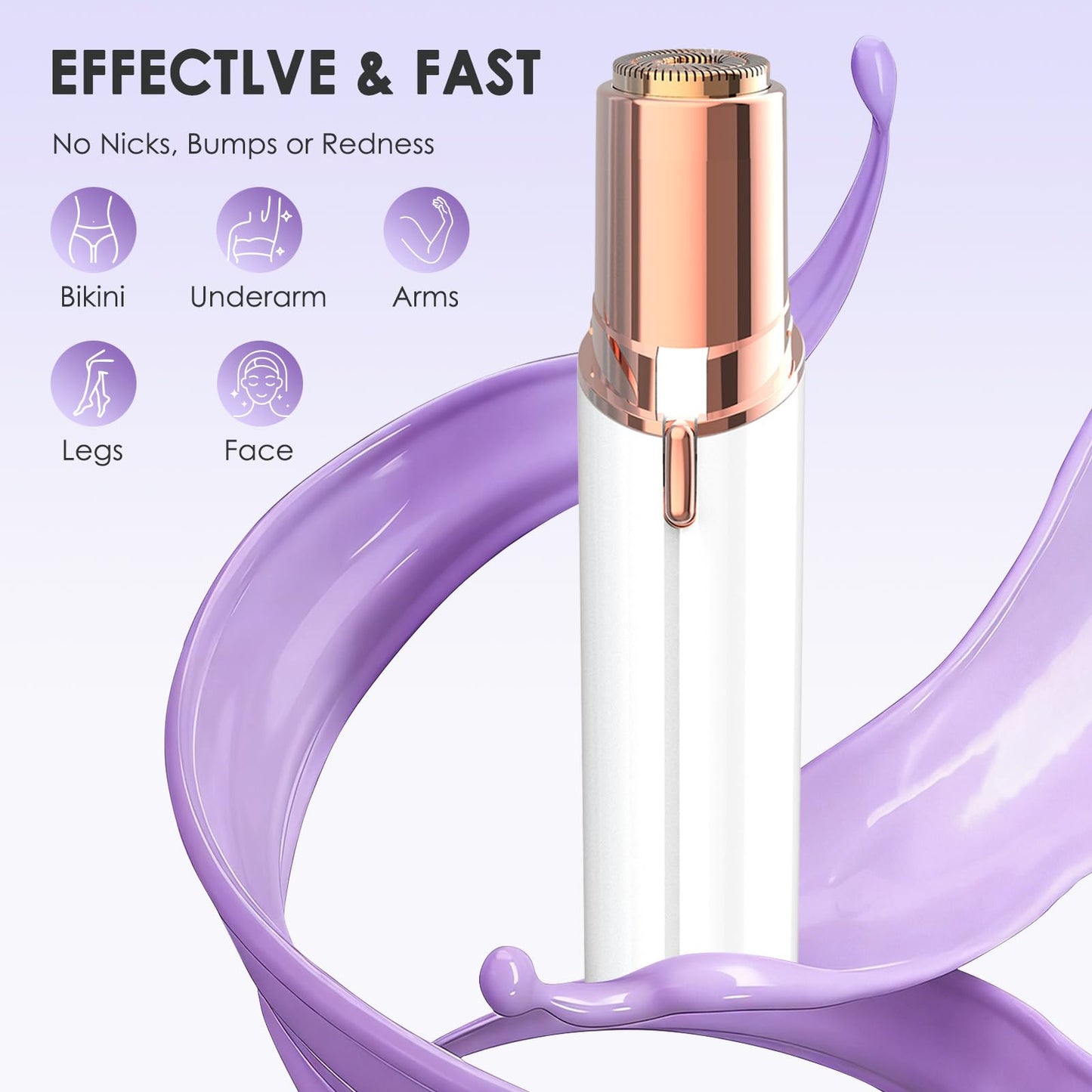 Facial Hair Removal for Women, Painless Electric Hair Remover for Face, Upper Lip, Chin & Peach Fuzz, USB Rechargeable Portable Shaver, White