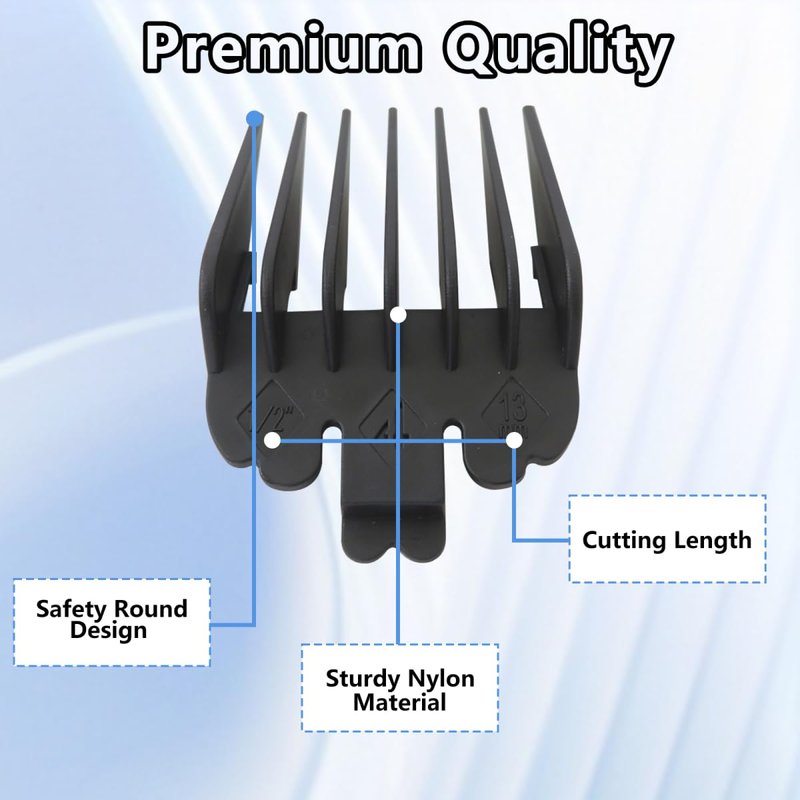 Cutting Blade Guard for Hatteker RFC 676/ RFC686/ RFC696/ Haokry P-28900,6pcs Combs Clipper Guides Replacement - 1/16" to 1/2" (Black) by YTXXDEUS