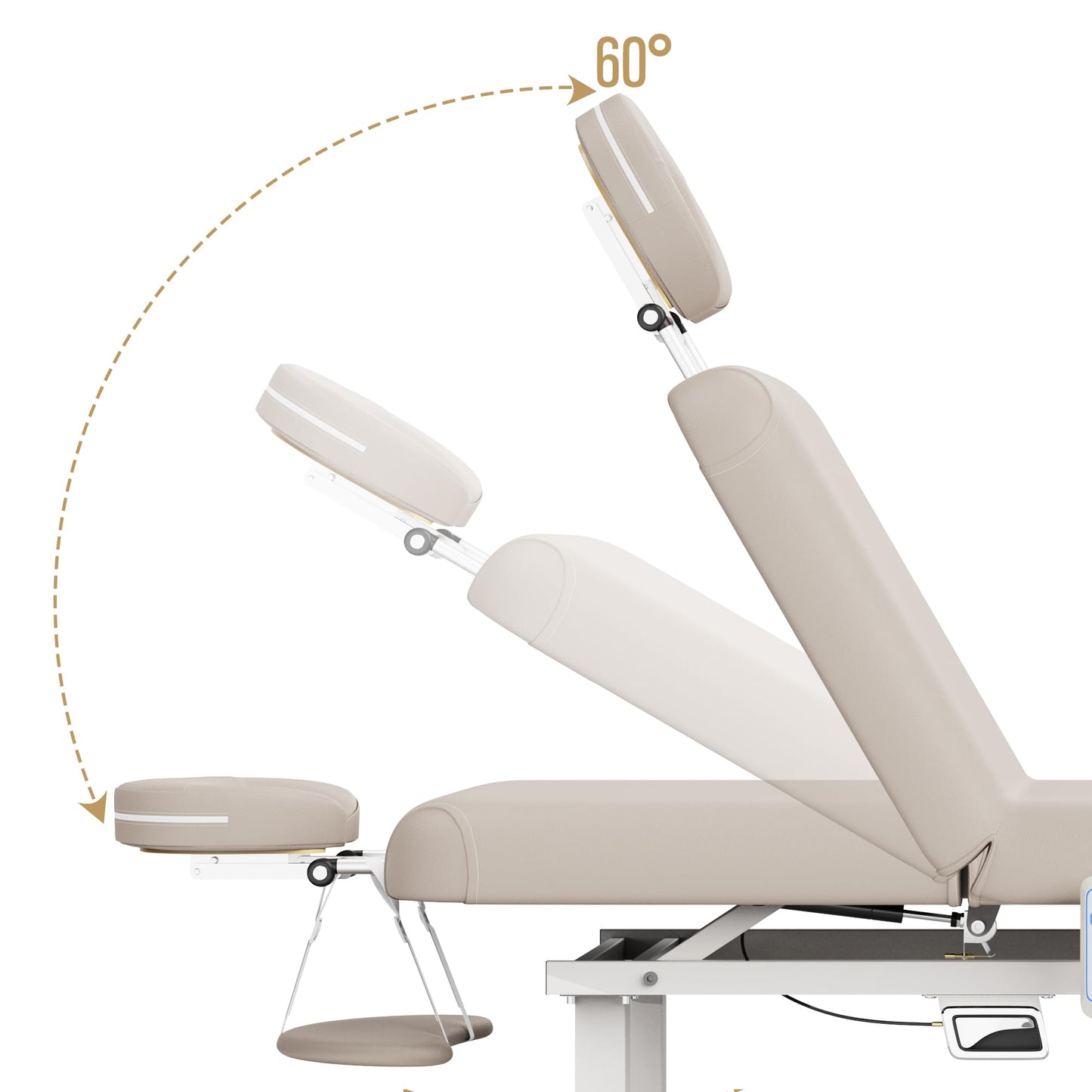 pouseayar Heavy Duty Electric Stationary Massage Table with Heating Function, Backrest Adjustable and Storage Space for Treatment/Medical Spa/Facial/Beauty/Massage Bed - 30 x 75 - Beige Gray