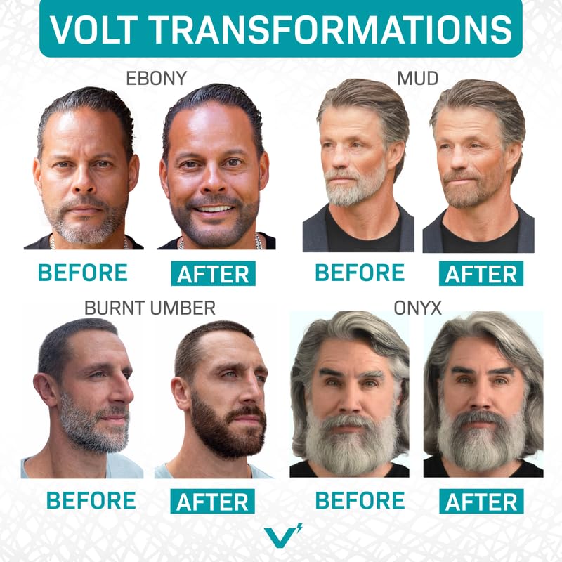 VOLT Instant Beard Color - Quick Drying Plant-Based Formula for Men | Ebony Brown/Black, 1 Pack, Up to 35 Applications
